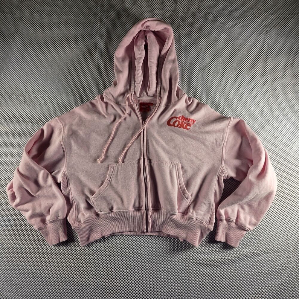 Coca Cola Cherry Coke Pink Full Zip Hoodie Women’s Large LG Graphic 2024